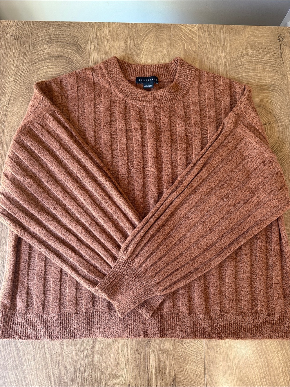 Sanctuary Ribbed Crewneck Sweater in Rust
